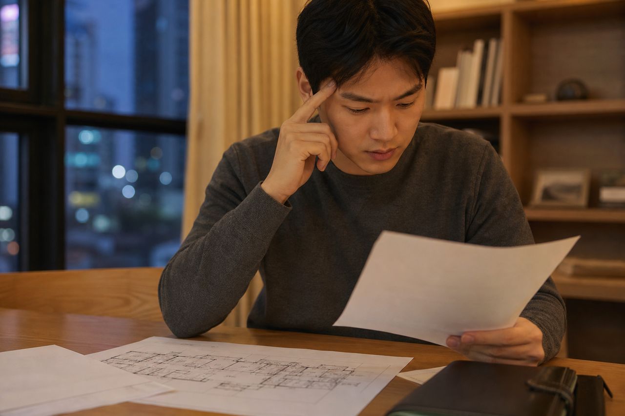 추가분담금 1억 돌파 통보받은 2030 조합원 — 서면으로 이의제기하기 전 총회 결의 흠결 여부 확인하는 체크리스트 5가지 관련 전문가 상담·서류 검토 장면