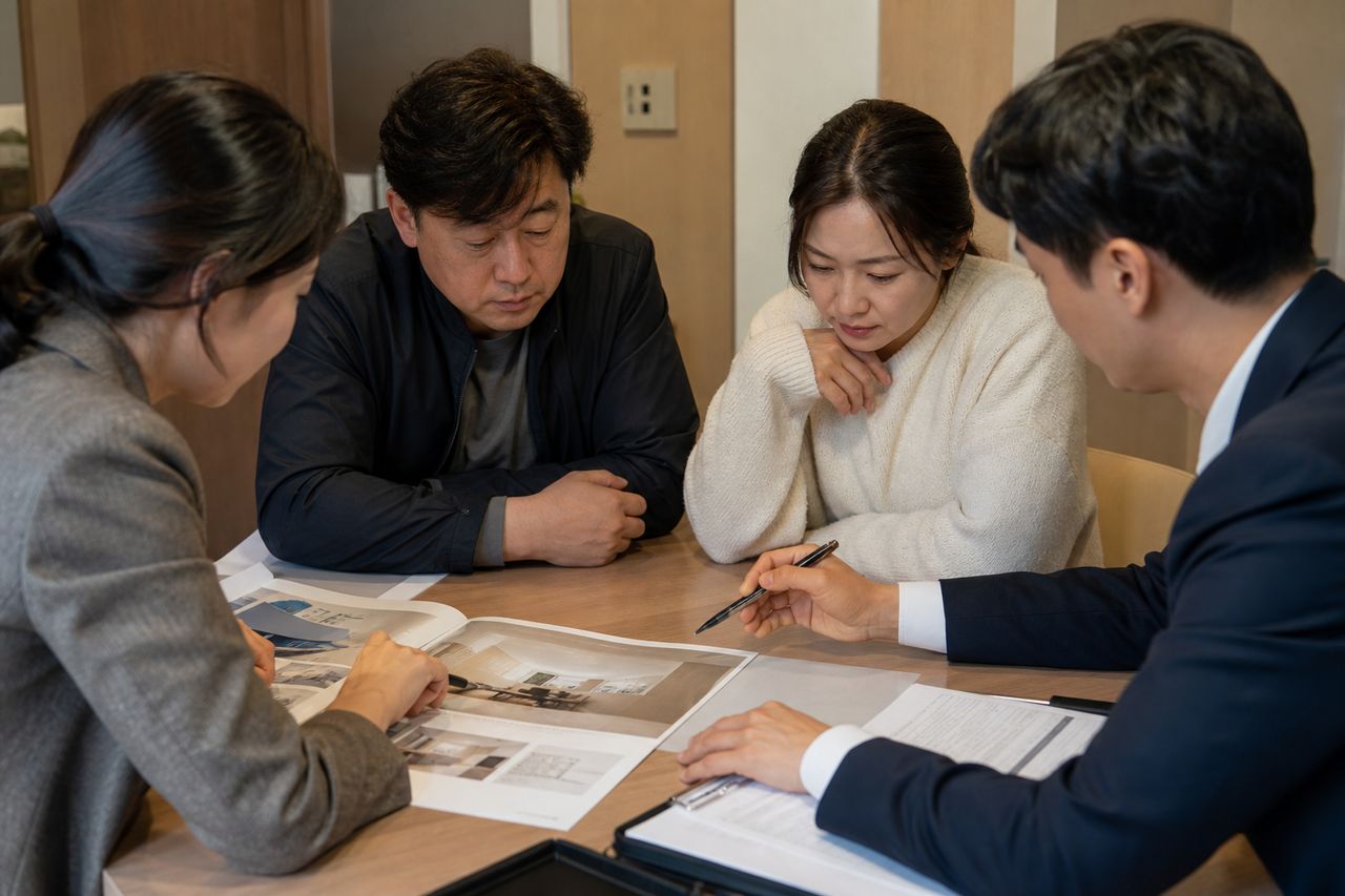 조합원 모집대행사 직원이 '신탁계좌 아닌 추진위 계좌'로 안내해 분담금 5,000만 원 날릴 뻔 — 조합과 업무대행사 사용자책임 소송, 민법 제756조로 조합에 책임 묻기 가능한 조건 관련 상황을 보여주는 이미지 — 서류를 검토하는 모습