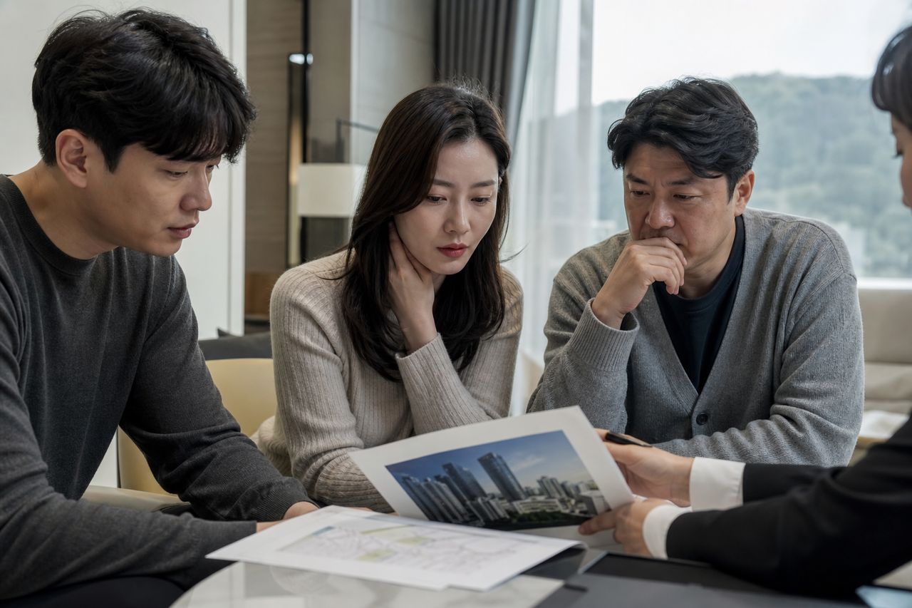 부산장림지역주택조합 탈퇴: 약100억 원대 피해, 환불 가능할까? 관련 상황을 보여주는 이미지 — 서류를 검토하는 모습