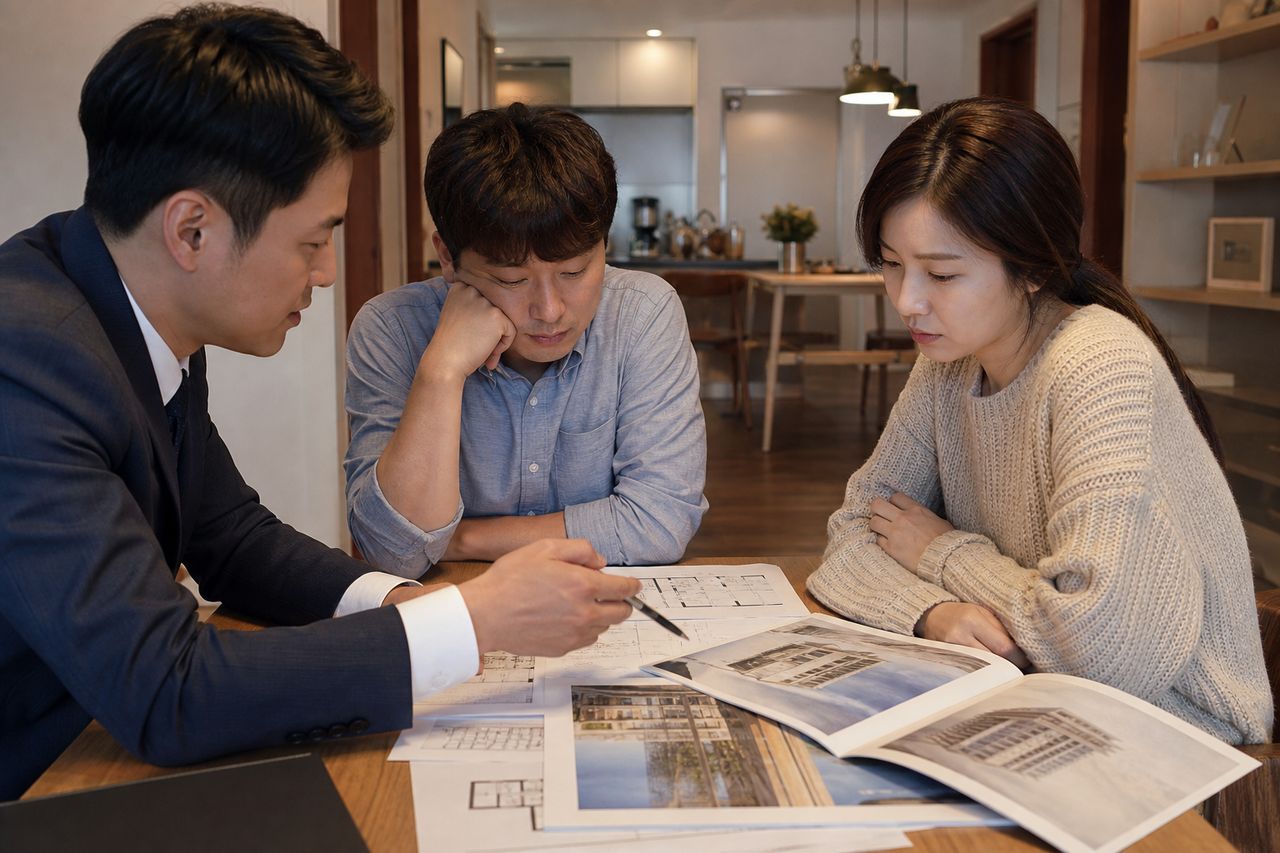 지역주택조합 사업 지연 끝에 납입금 회수 관련 상황을 보여주는 이미지 — 서류를 검토하는 모습