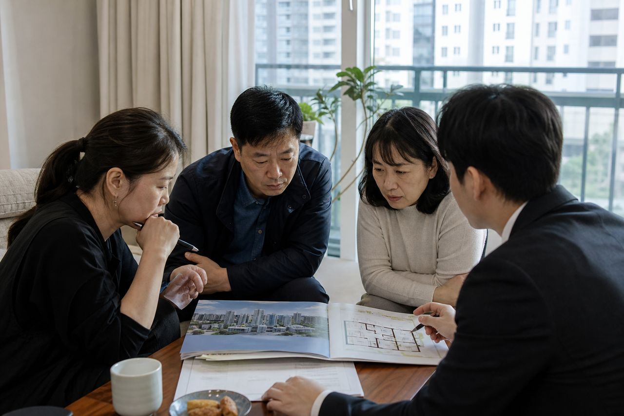 엘지로지역주택조합, 지주택 추가분담금에다가 사업비까지 약 1억 이상을 더 [출처] 엘지로지역주택조합, 지주택 추가분담금에다가 사업비까지 약 1억 이상을 더 내라고?| 노영실변호사|작성자 법무법인 정의 관련 상황을 보여주는 이미지 — 서류를 검토하는 모습