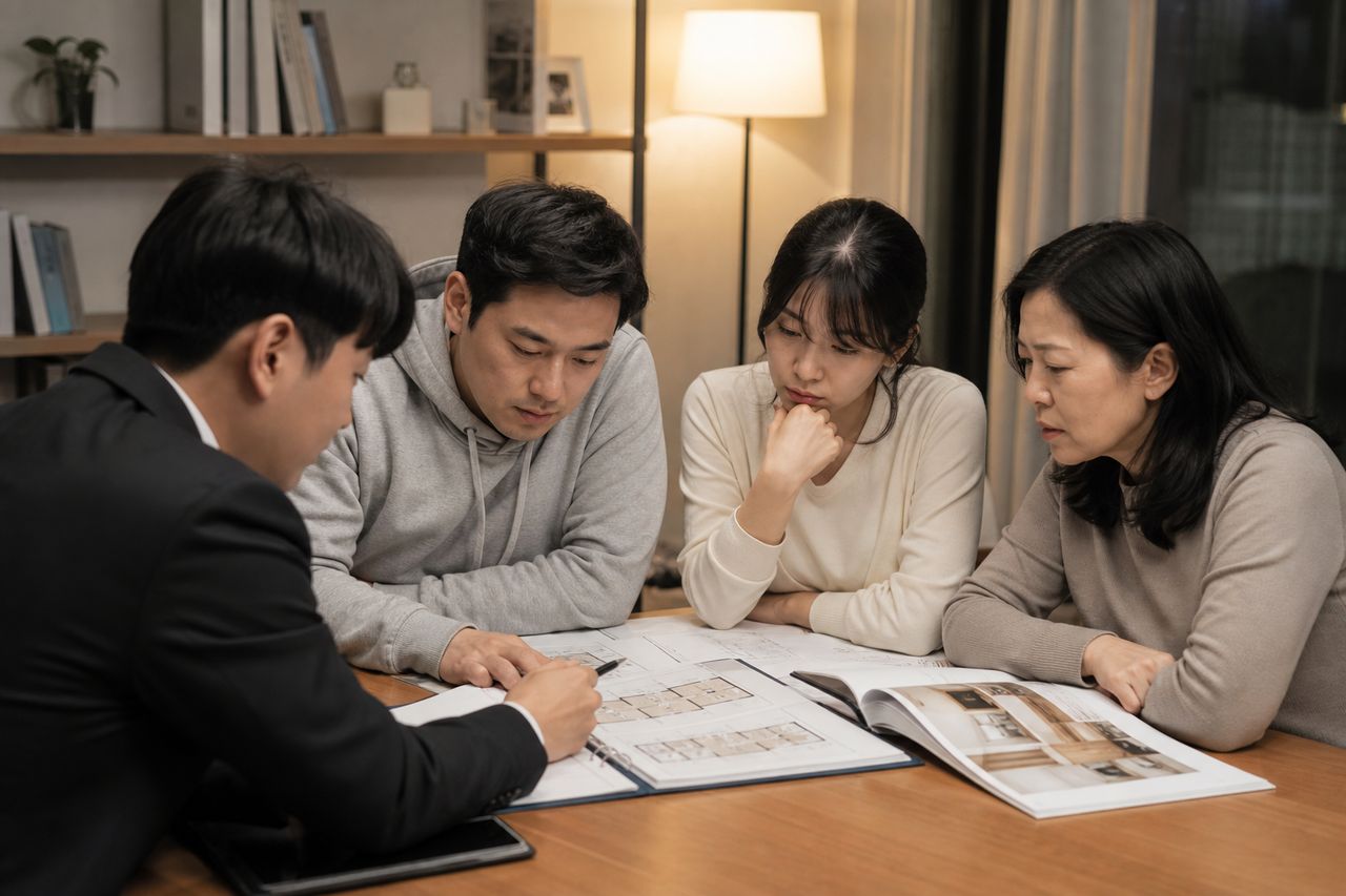 지역주택조합 사업 지연 끝에 납입금 회수 관련 상황을 보여주는 이미지 — 서류를 검토하는 모습