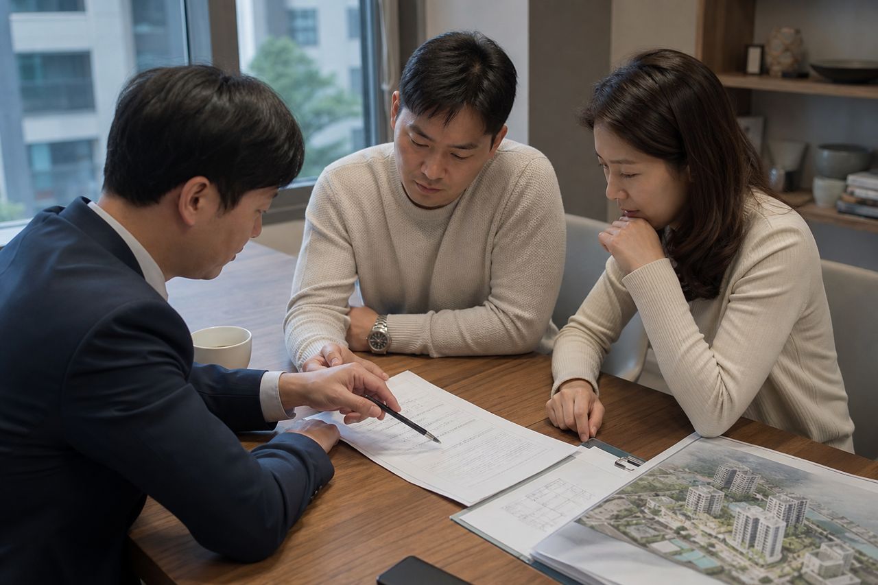 엘지로지역주택조합, 지주택 추가분담금에다가 사업비까지 약 1억 이상을 더 [출처] 엘지로지역주택조합, 지주택 추가분담금에다가 사업비까지 약 1억 이상을 더 내라고?| 노영실변호사|작성자 법무법인 정의 관련 상황을 보여주는 이미지 — 서류를 검토하는 모습